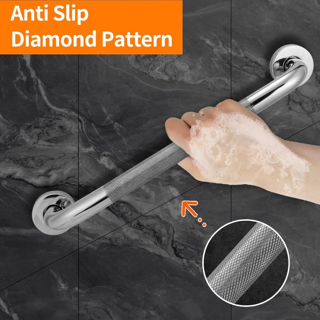 16 Inch Grab Bars for Showers Bathroom,Safety Shower Handles with Anti Slip Grip Handle for Seniors Elderly, Stainless Steel Handicap Rails, Shower Grab Bar for Bathroom (2 Pack)