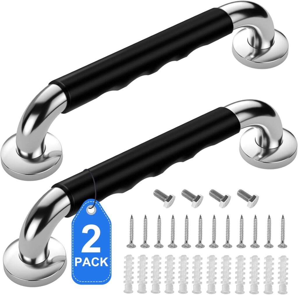 2 Pack 16 Inch Grab Bars for Bathtubs and Showers, Anti Slip Handicap Grab Bars for Shower, Safety Bath  Toilet Rail for Elderly Senior, Shower Handle Disability Assist Bathroom Handrail