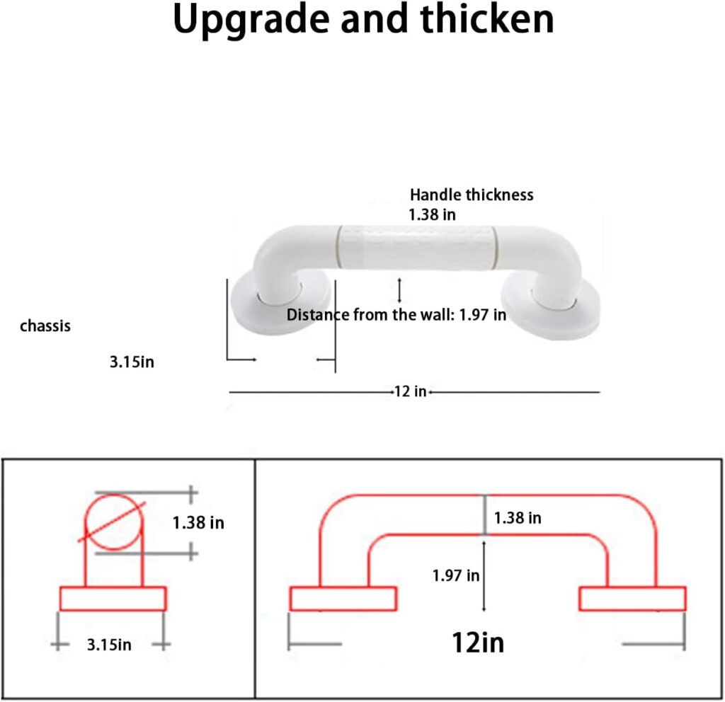 2 Pack Shower Grab Bar Upgraded Handle Thickened Bathroom Grab Bar, Shower Handle, Bath Handle, Grab Bars for Handicap Elderly Seniors Bathroom Safety Grab Bar