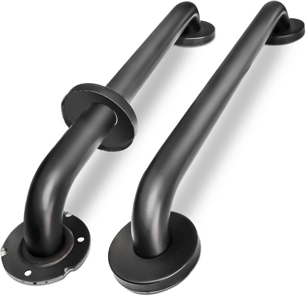 24 Inch Handicap Grab Bars, 2 Pack Stainless Steel Grab Bar for Bathtubs and Showers, Wall Mount Safety Shower Grab Bars for Seniors Injury Elderly, Matte Black