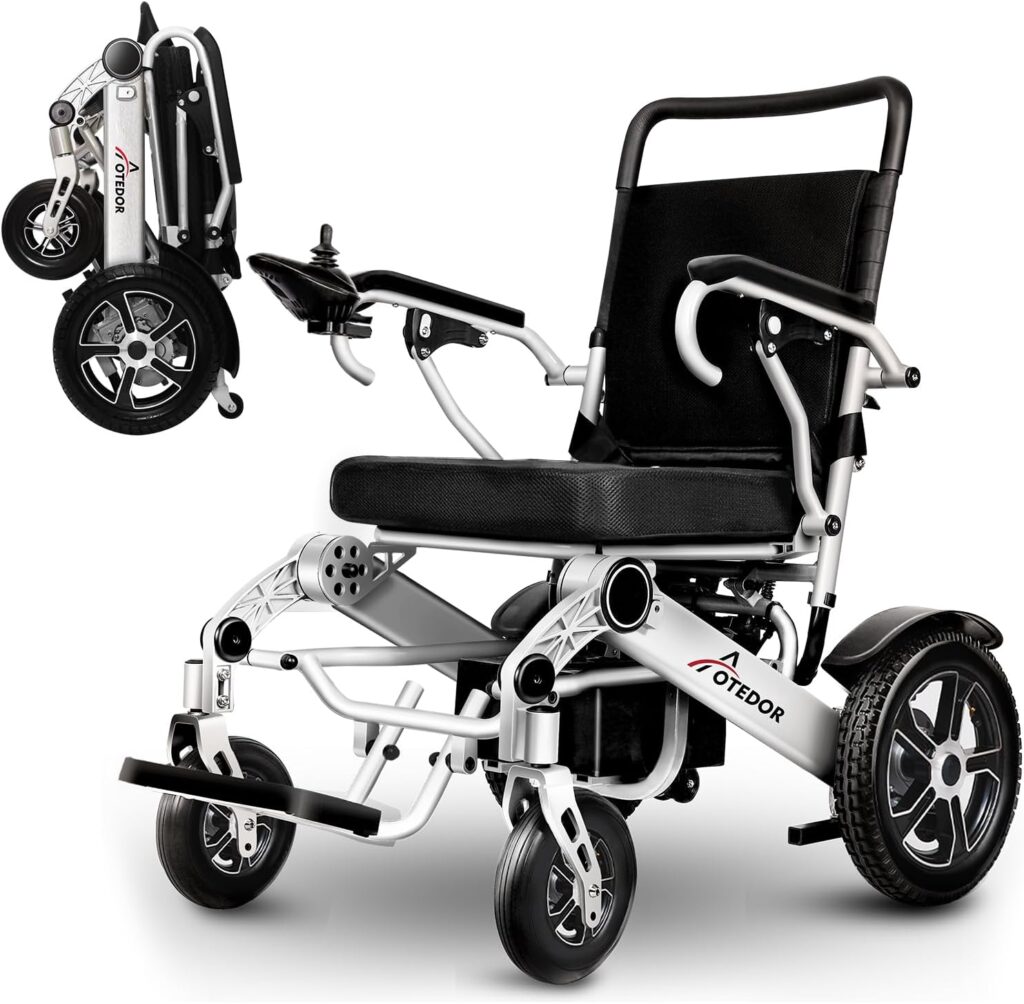 25 Miles Long Range, Aotedor Electric Wheelchairs for Adults Lightweight Foldable All Terrain Motorized Wheelchair for Seniors Intelligent Power Wheelchair Compact Portable Airline Approved