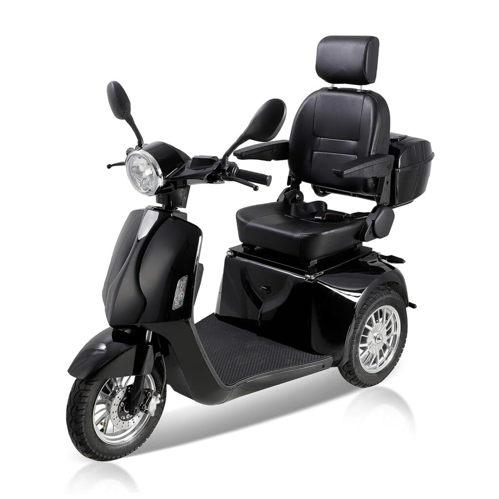 3 Wheel Heavy Duty Mobility Scooter, Adults, Seniors Mobility Scooter, Walkers for Seniors, 800W Motor, Super Range, 350lbs Capacity, All-Terrain Fat Tyre, 180 Degrees Adjustable Seat, Black