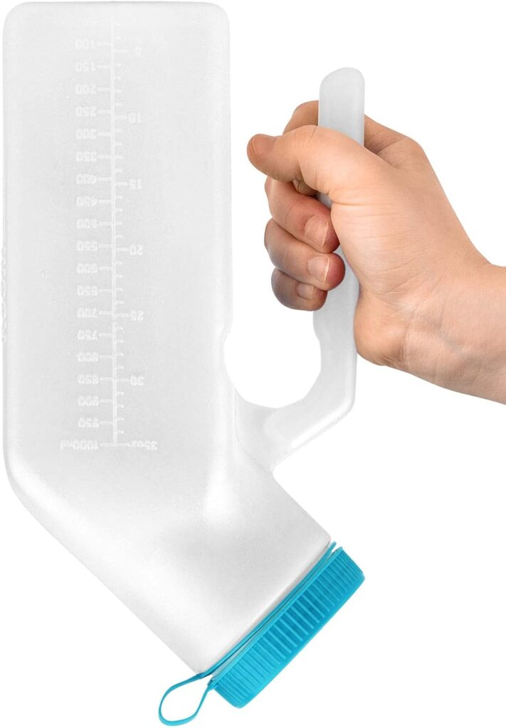 35 oz Male Urinal Bottle- Durable Plastic Urinal Bottle - Portable Urinal Bottle - Urinal Bottle with Leakproof Screw-On Lid - Urinal Bottle with Easy-to-Read Measurement Lines - Stock Your Home