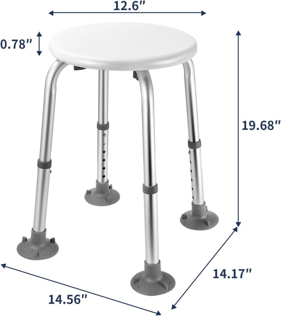 Adjustable Shower Chair, Non-Slip and Waterproof Shower Stool for Inside Shower for Lightweight Aluminum Bathroom Seniors Handicapped Pregnant Women Adults and Children(White)