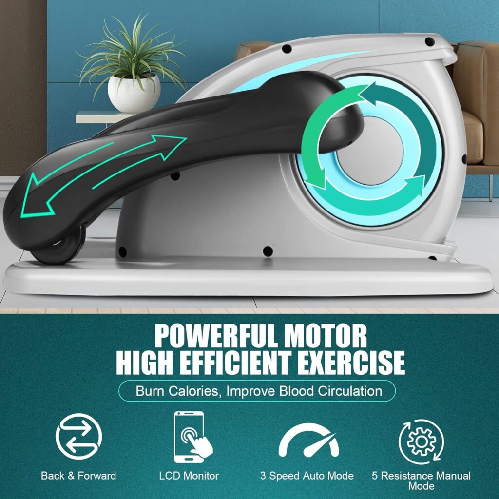 ANCHEER Under Desk Elliptical, Electric Seated Pedal Exerciser, Quiet  Compact Mini Elliptical Trainer with Display Monitor and Remote Control, Home Office Leg Exercise Equipment for Seniors Adults