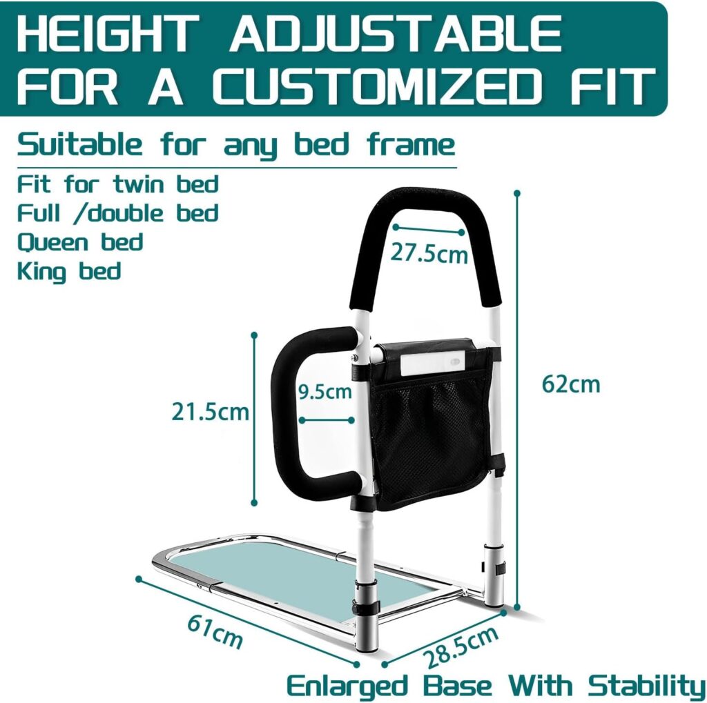 Bed Rails for Elderly Adults Safety-With Motion Light  Storage Pocket, Bed Safety Rails for Seniors, Bed Assist Bar for Seniors, Bed Cane for Seniors Fit Any Bed, Make Getting in  Out of Bed Easier