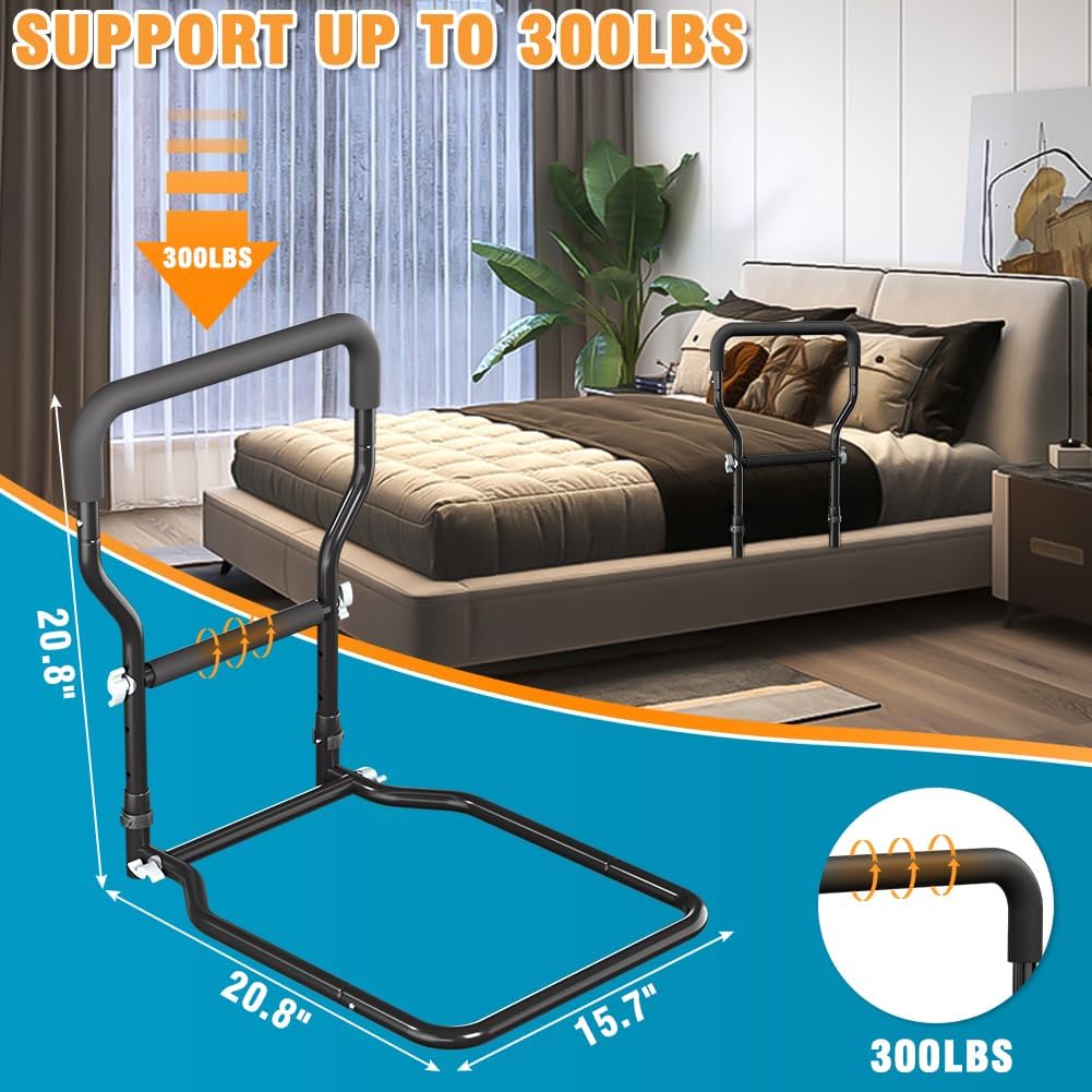 BigAlex Bed Rail for Elderly Adults Bedside Fall Prevent Grab Bar for The Senior, Lightweight Bed Assist Rail with Soft Handle for Twin Bed