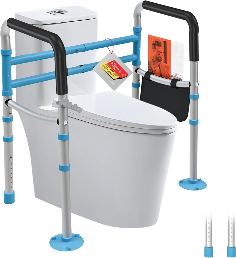 BigAlex Toilet Rails - Height Ajustable Rail for Elderly Adult - Lightweight Rails for Seniors, Safety Compact Standard Safety Toilet Rails, Adjustable Length, Collapsable Toilet Frame