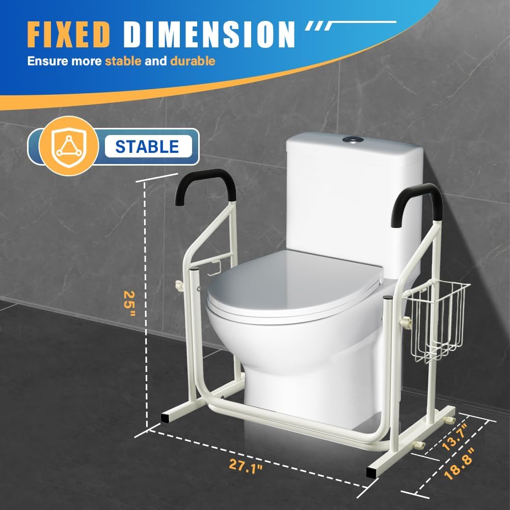 BigAlex Toilet Rails - Height Ajustable Rail for Elderly Adult - Lightweight Rails for Seniors, Safety Compact Standard Safety Toilet Rails, Adjustable Length, Collapsable Toilet Frame