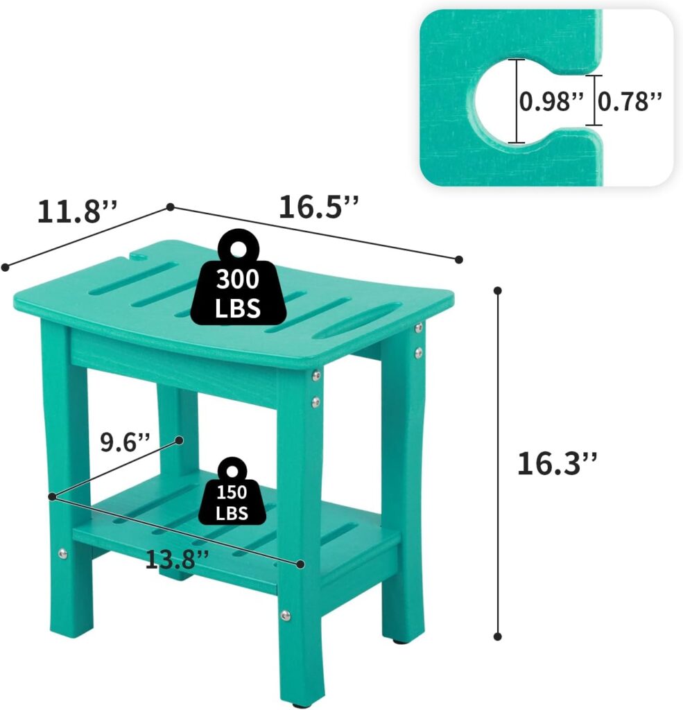 BIVODA Shower Bench Rot Resistance,HDPE Shower Stool,2-Tier Storage Shelf Shower Chair for Shaving Legs or Spa Bath Seat in Bathroom  Inside Shower for Adults Seniors Elderly,Indoor and Outdoor Use