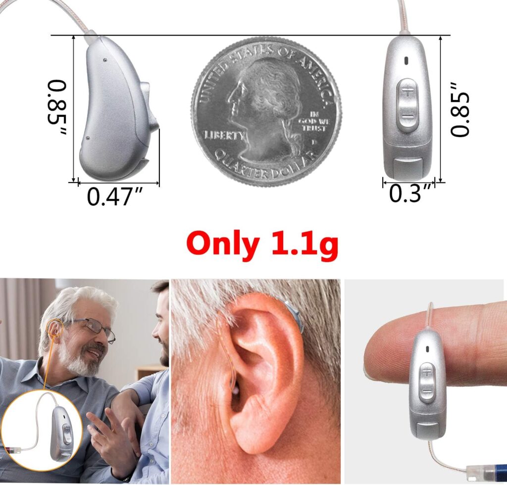 BLJ Hearing Aid for Adults and Seniors, Invisible Digital Hearing Aid to Assist Hearing, Lightweight with Noise Reduction and Feedback Cancelling (Blue-Left Ear)