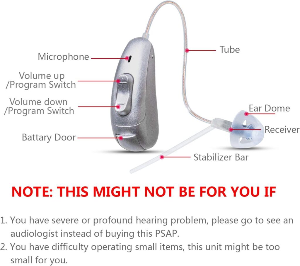 BLJ Hearing Aid for Adults and Seniors, Invisible Digital Hearing Aid to Assist Hearing, Lightweight with Noise Reduction and Feedback Cancelling (Blue-Left Ear)