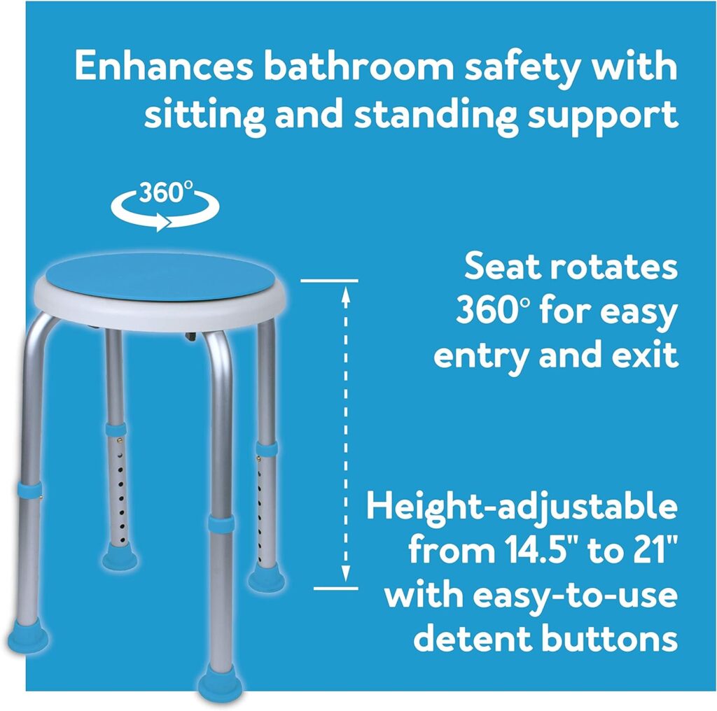 Carex Swivel Shower Stool With Padded Seat, Shower Seat For Seniors, Elderly, Handicap, Disabled, or Those Home From Surgery