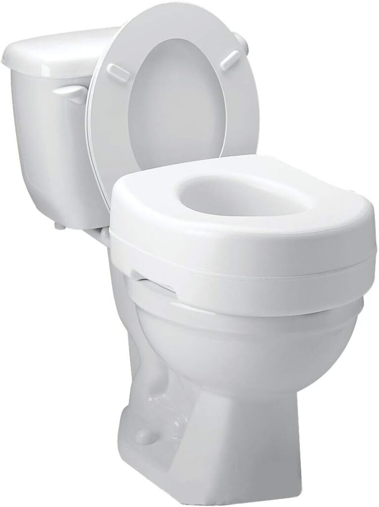 Carex Toilet Seat Riser - Adds 5 Inch of Height to Toilet - Raised Toilet Seat With 300 Pound Weight Capacity - Slip-Resistant (White)