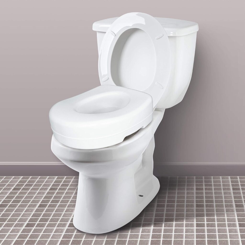 Carex Toilet Seat Riser - Adds 5 Inch of Height to Toilet - Raised Toilet Seat With 300 Pound Weight Capacity - Slip-Resistant (White)