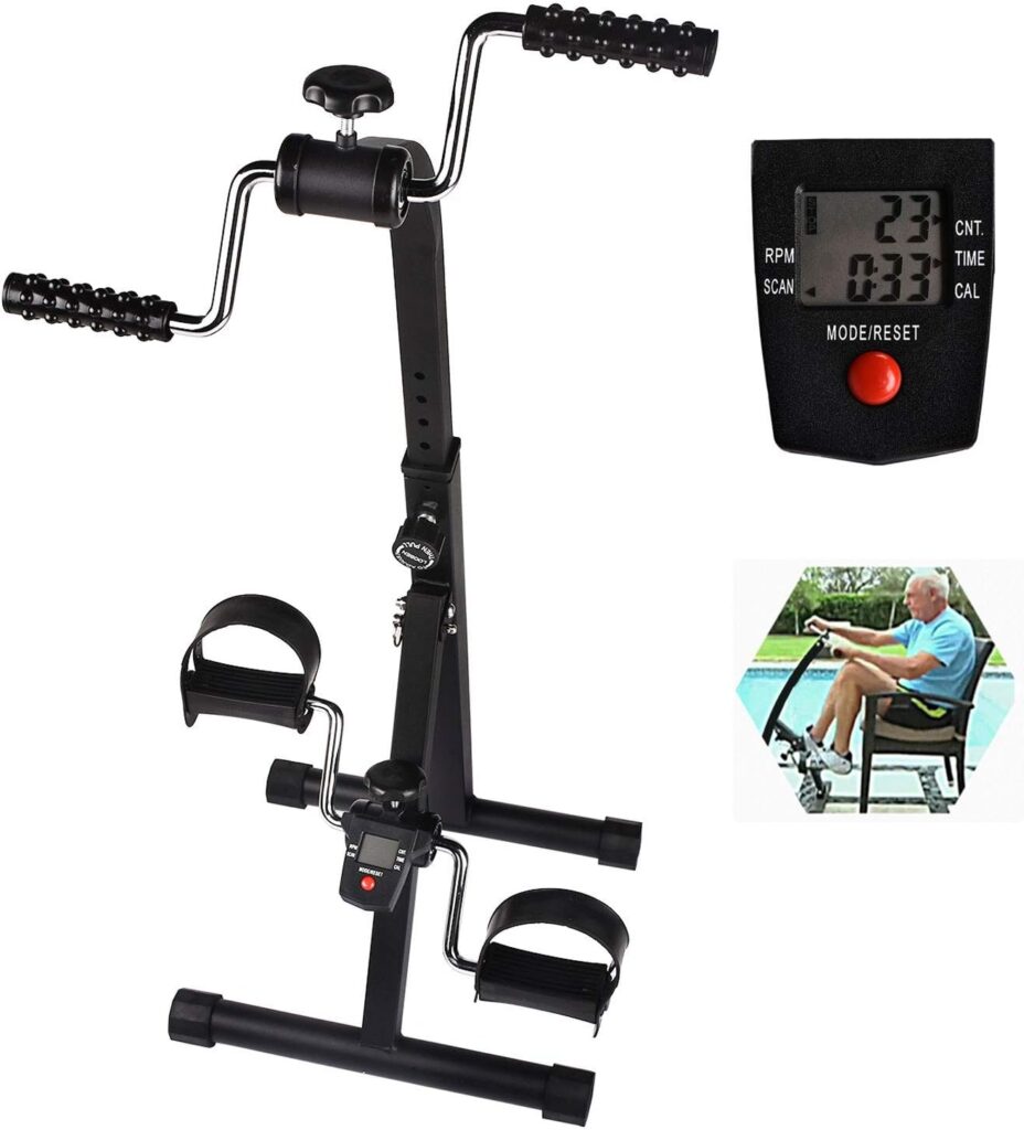 Cozylifeunion Pedal Exerciser - Hand Arm Leg  Knee Recovery Medical Peddler - Folding Adjustable Fitness Rehab Equipment for Seniors, Elderly - Home Pedal Exercise Bike for Total Body