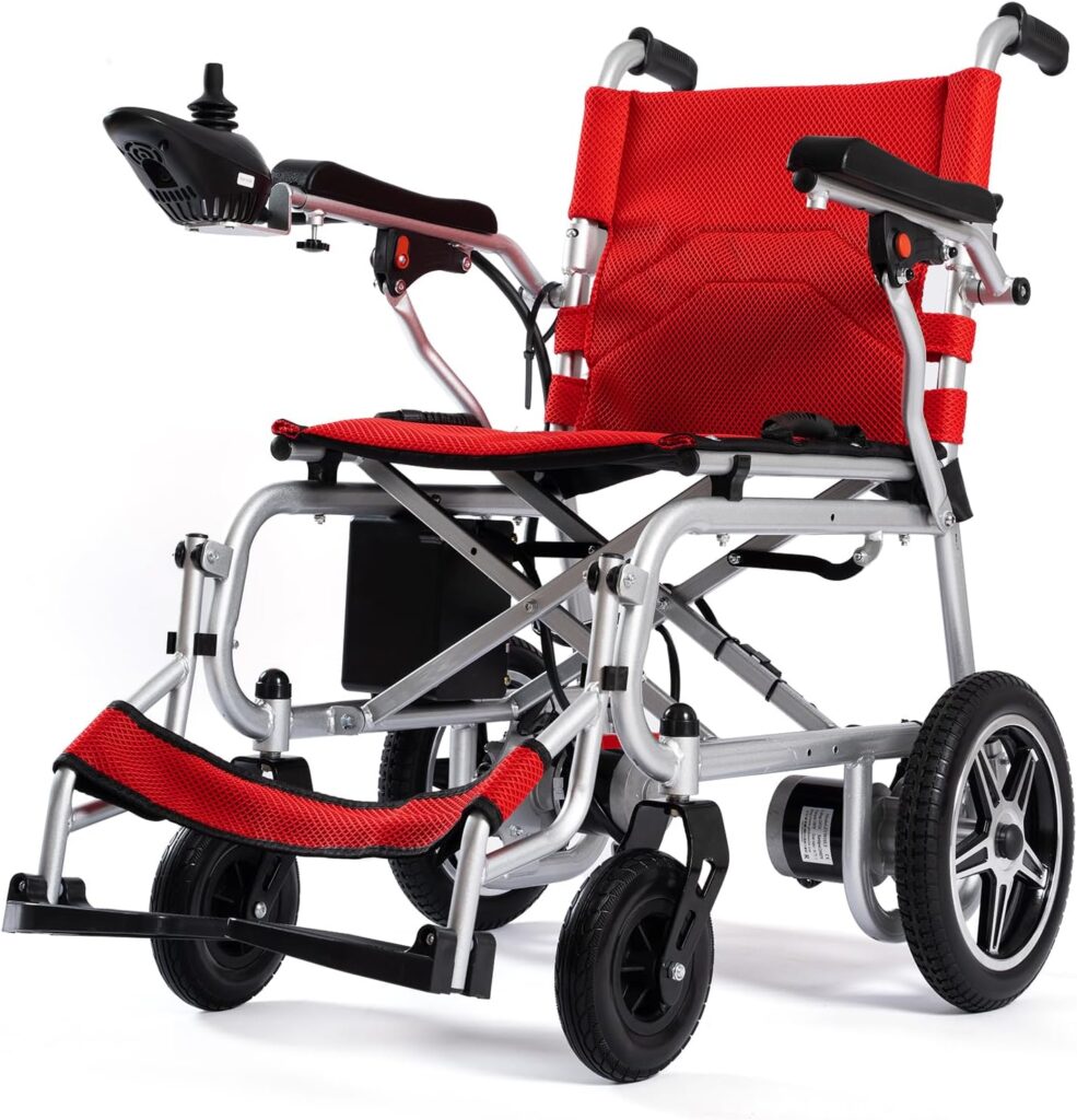 Culver Artemis Pro Lightweight Foldable Electric Wheelchairs for Seniors -  2x250W Motor Power Wheelchair - Travel/User Friendly Electric Wheelchairs for Seniors, Long Range Electric Wheelchair, Red