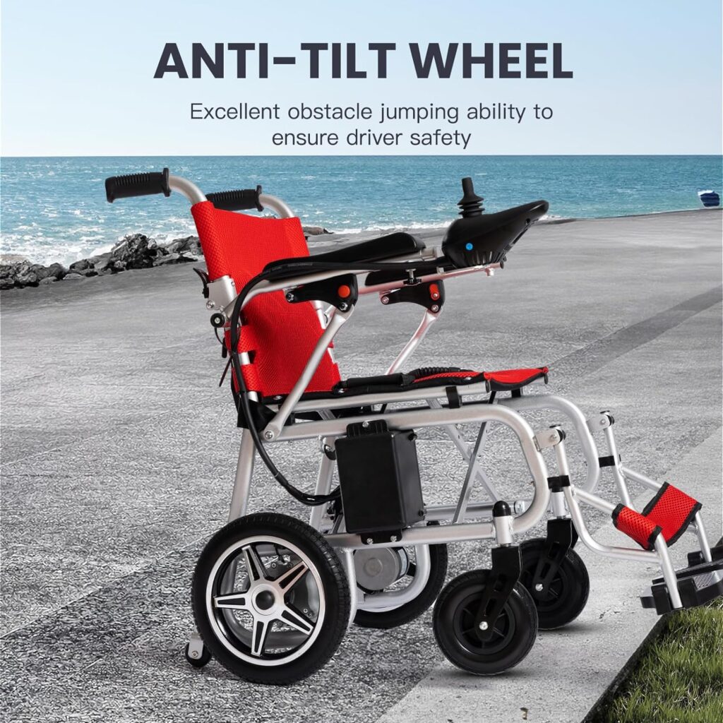 Culver Artemis Pro Lightweight Foldable Electric Wheelchairs for Seniors -  2x250W Motor Power Wheelchair - Travel/User Friendly Electric Wheelchairs for Seniors, Long Range Electric Wheelchair, Red