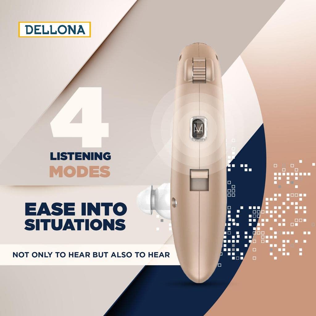 Dellona Next-level Hearing Aids For Seniors Severe Hearing Loss - Rechargeable Hearing Aids W/ Type-c, Behind-the-ear Otc Hearing Aid -(Pair) Hearing Aids For Seniors Rechargeable With Noise Cancelling - Hearing Amplifiers For Seniors - (Beige)