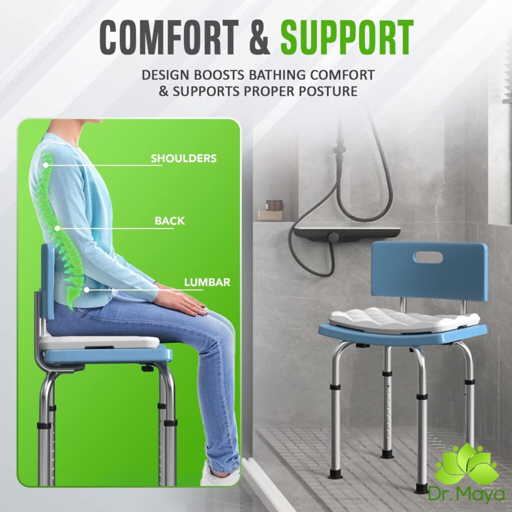 Dr. Maya Waterproof Seat Cushion for Shower Chair | Bathtub Cushion for Elderly Seniors and Disabled | Cushion Pillow for Comfortable Bathing | Fits Most Shower Chairs  Shower Benches