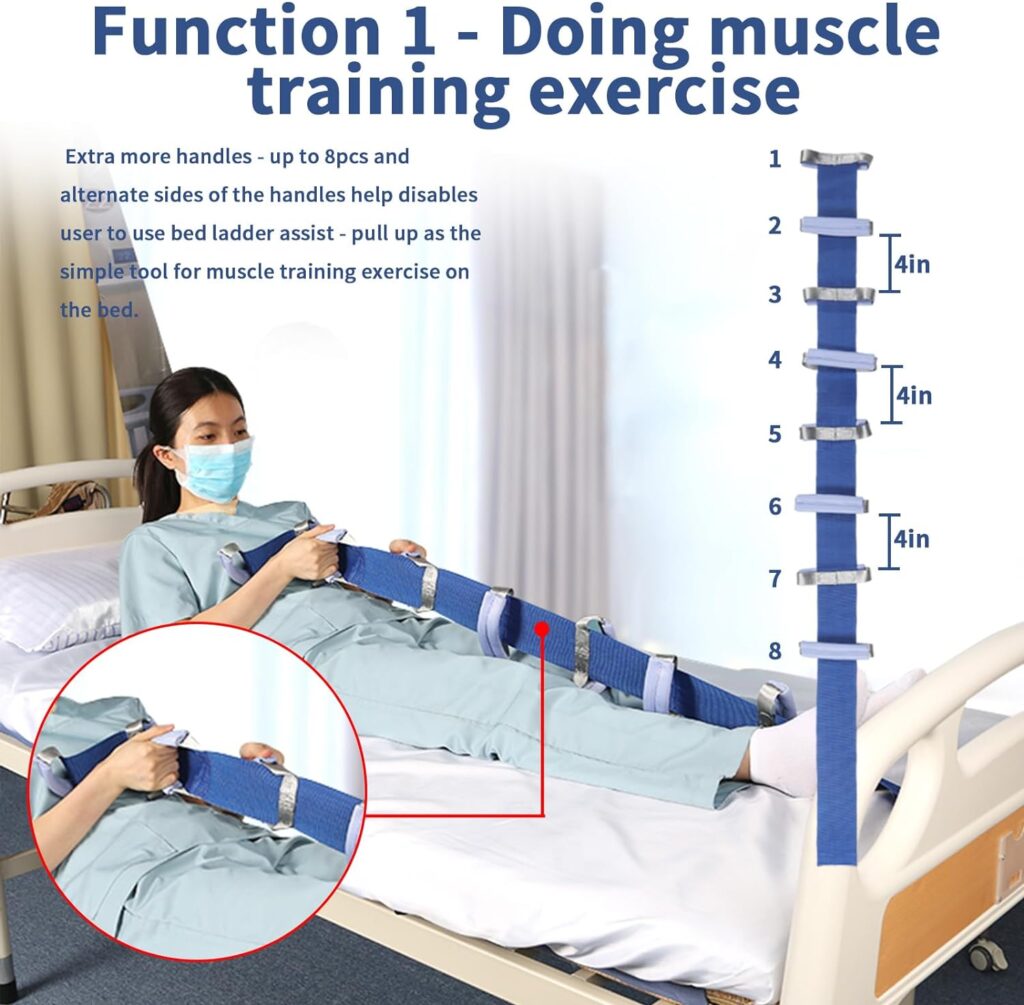 Ehucon Bed Ladder Assist,Pull Up Assist Ladder with Handle,Bed Rope Ladder for Seniors,Adaptive Bed Assistance Products,Mobility  Daily Living Aids for Elderly, Postoperative,Pregnant,etc. - 1 pcs