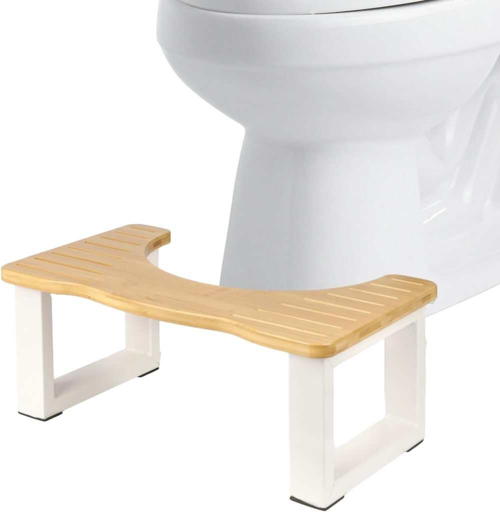 EKTKDCGE Bamboo Squatting Toilet Stool,6.8 Inches Bathroom Poop Stool for Adults Kids Seniors,Waterproof and Anti-Slip Portable Toilet Stool