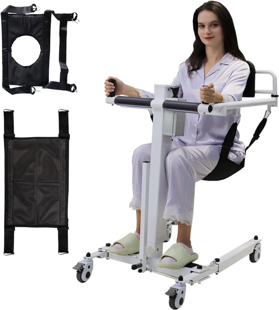 Electric Patient Lift Transfer Chair, Foldable Wheelchair Patient Lift for Home,Portable Wheelchair Patient Transfer Chair for Seniors, Lift Aid Transport Chair for Disabled, Bedside Bathroom