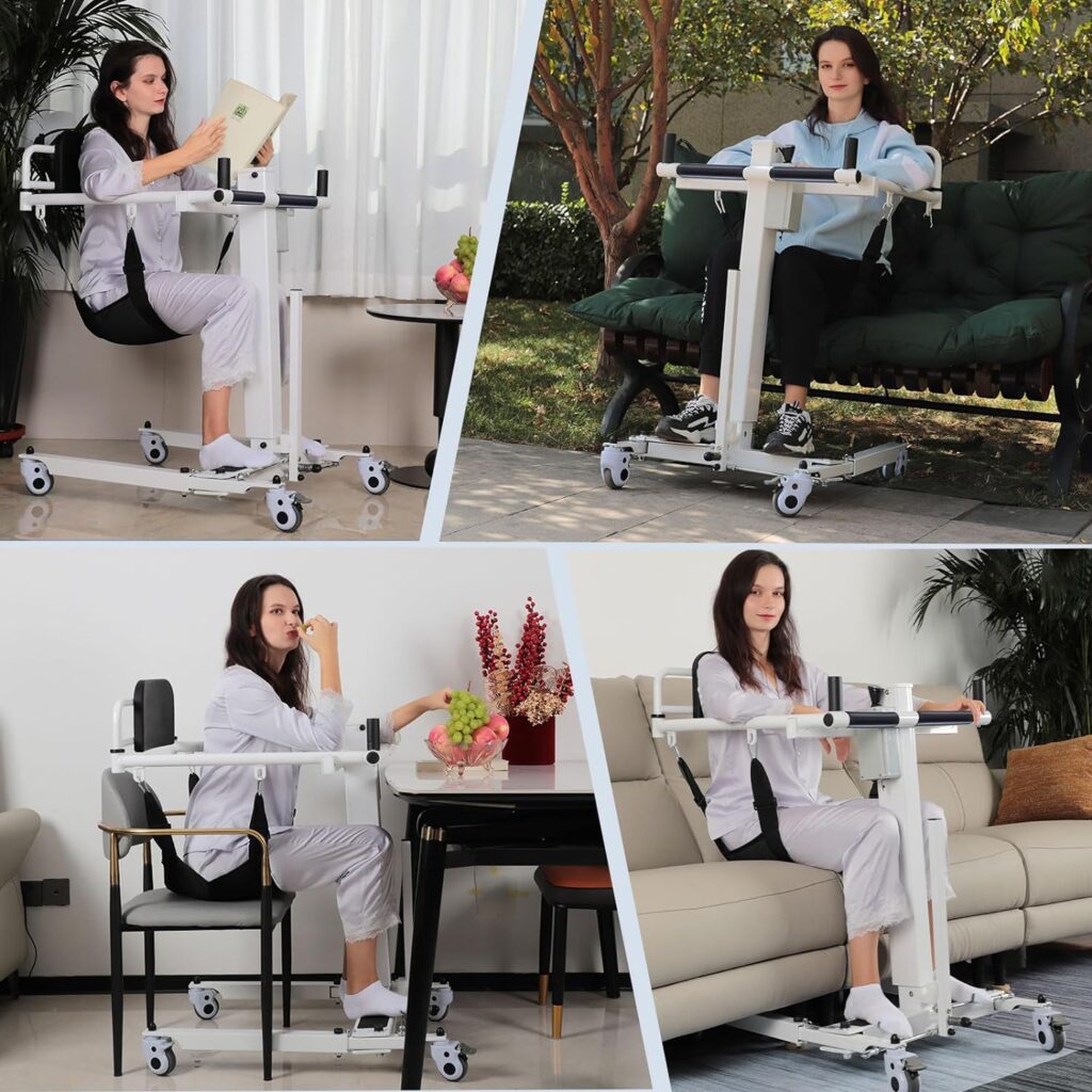 Electric Patient Lift Transfer Chair, Foldable Wheelchair Patient Lift for Home,Portable Wheelchair Patient Transfer Chair for Seniors, Lift Aid Transport Chair for Disabled, Bedside Bathroom