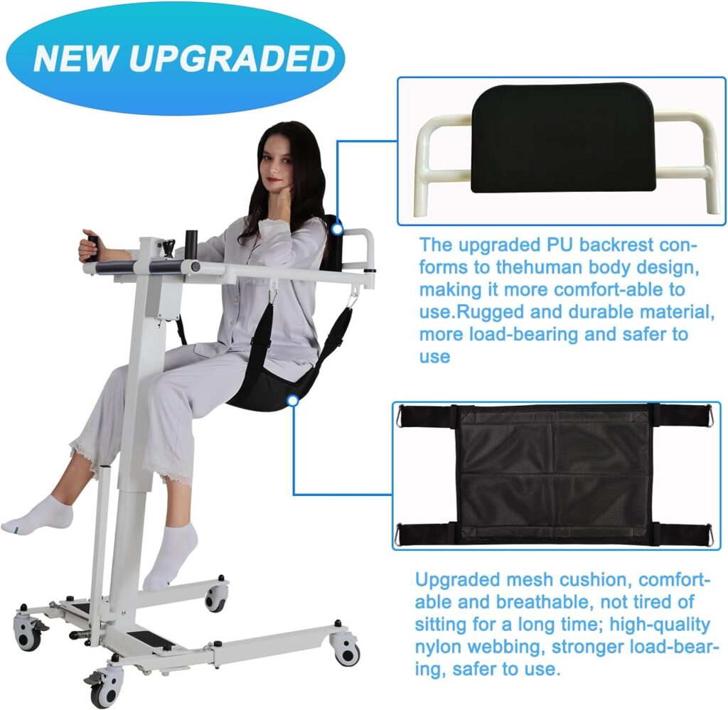 Electric Patient Lift Transfer Chair, Foldable Wheelchair Patient Lift for Home,Portable Wheelchair Patient Transfer Chair for Seniors, Lift Aid Transport Chair for Disabled, Bedside Bathroom