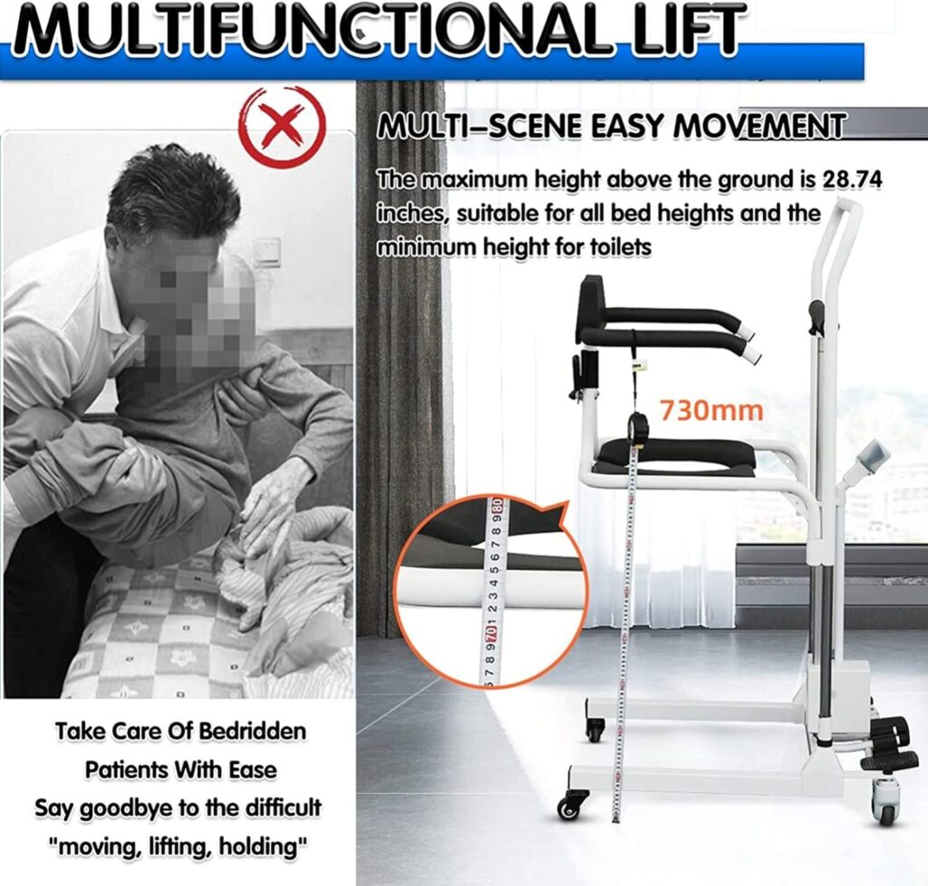 Electric Patient Lift Transfer Chair, Patient Lift Wheelchair for Home and Car, Portable Patient Wheelchair Lift for Seniors with One Button Lift High-Capacity Battery (Transfer Chair)