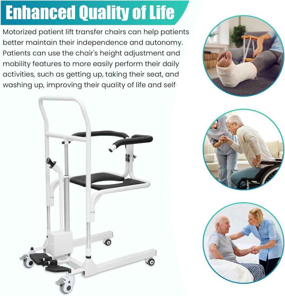 Electric Patient Lift Transfer Chair,Patient Lift Wheelchair for Home,Wheelchair Lift for Car,Foldable Patient Lift Aid,Shower Transfer Chair for Seniors/Handicap-Max Load 290lbs,Save Yourself