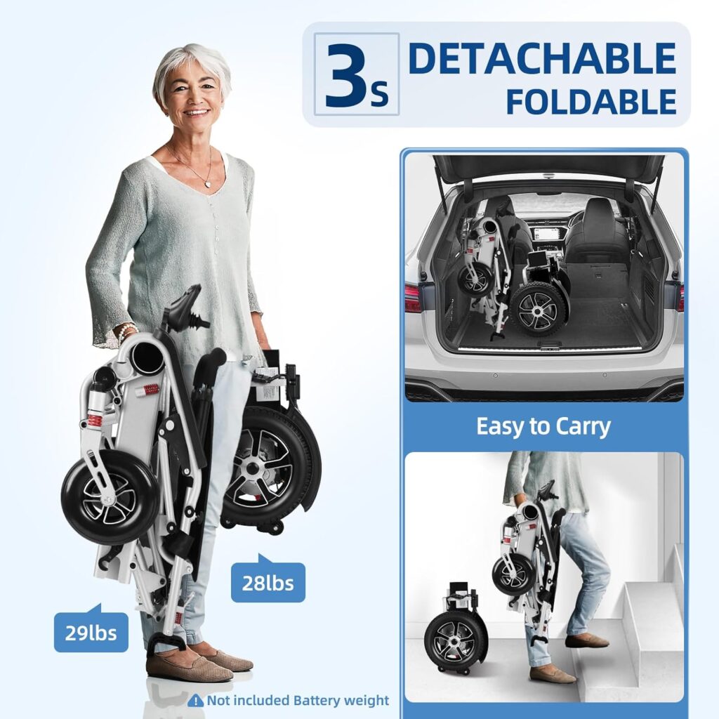 Electric Wheelchairs for Adults,2in1 Detachable Electric Wheelchairs for Senior,3s Foldable Lightweight Power Wheelchair Motorized Wheelchair with 18 Wide cushion,500W Motor,Portable Airline Approved