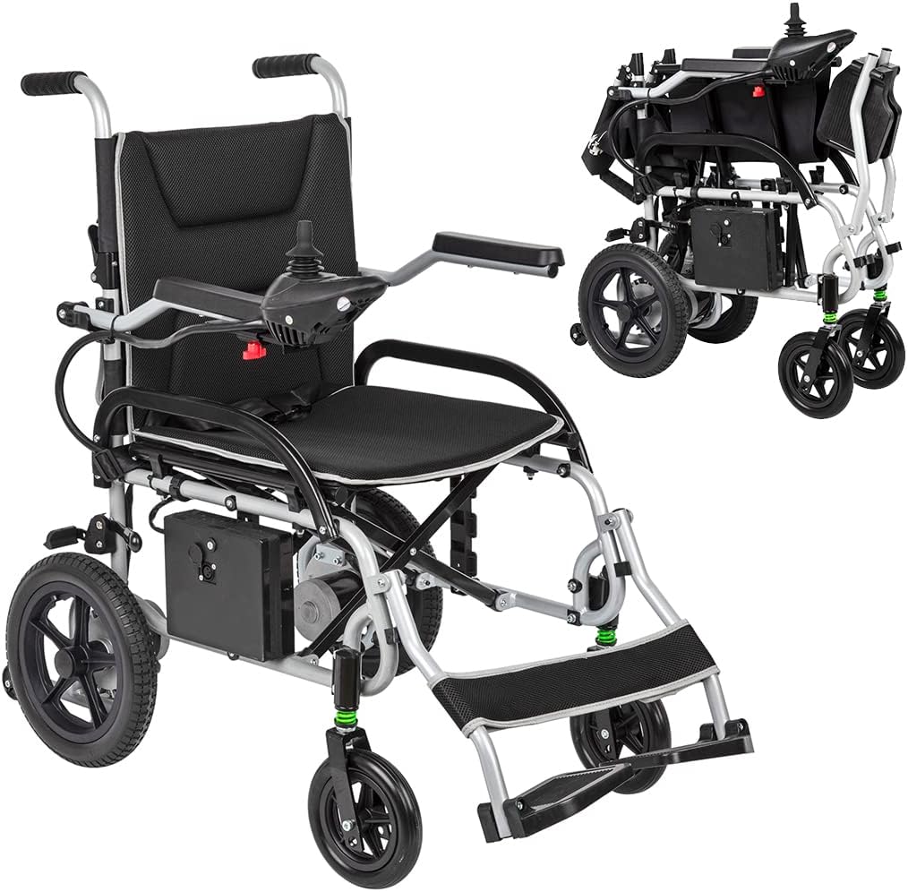 Elifecenter Super Lightweight 37.5lbs Foldable Electric Wheelchairs for Adults and Seniors - Portable Motorized Wheelchair-180W Dual Motor 10AH Battery Up to 10 Miles