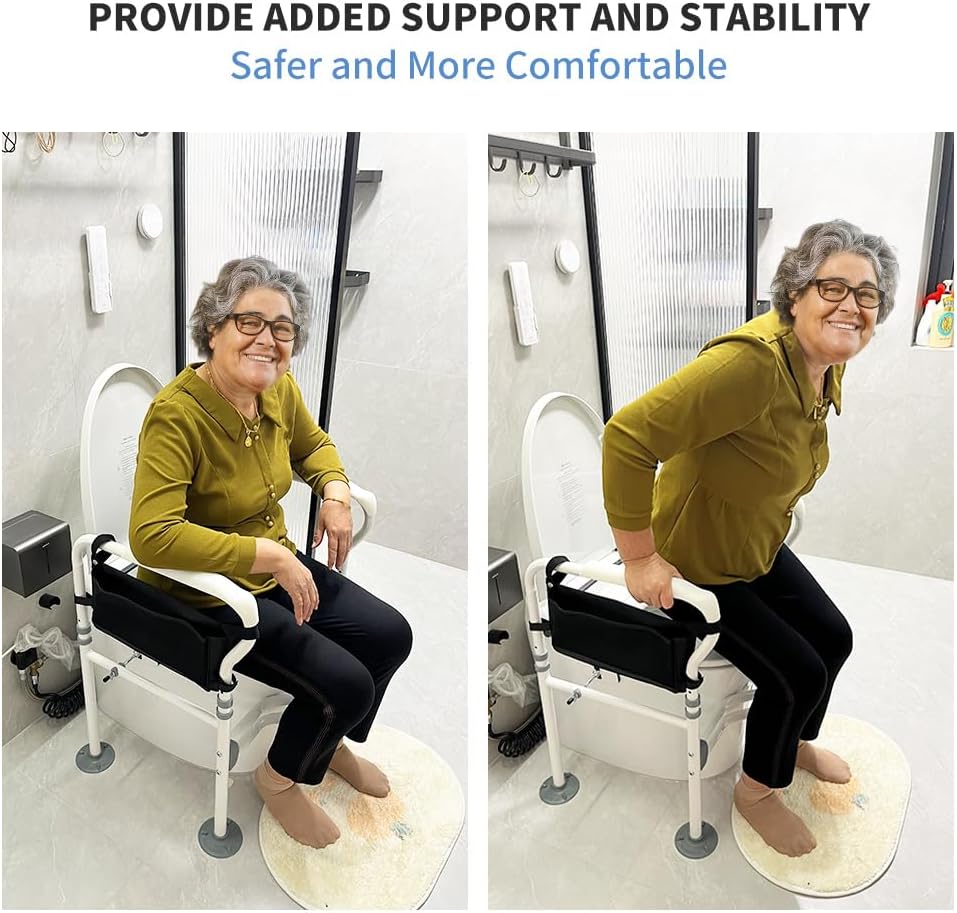 Eosprim Toilet Safety Rails for Seniors, Toilet Safety Frame with Handles for Elderly and Handicap Disabled, Toilet Grab Bars for Bathroom, Raised Toilet Seat Riser for Pregnant