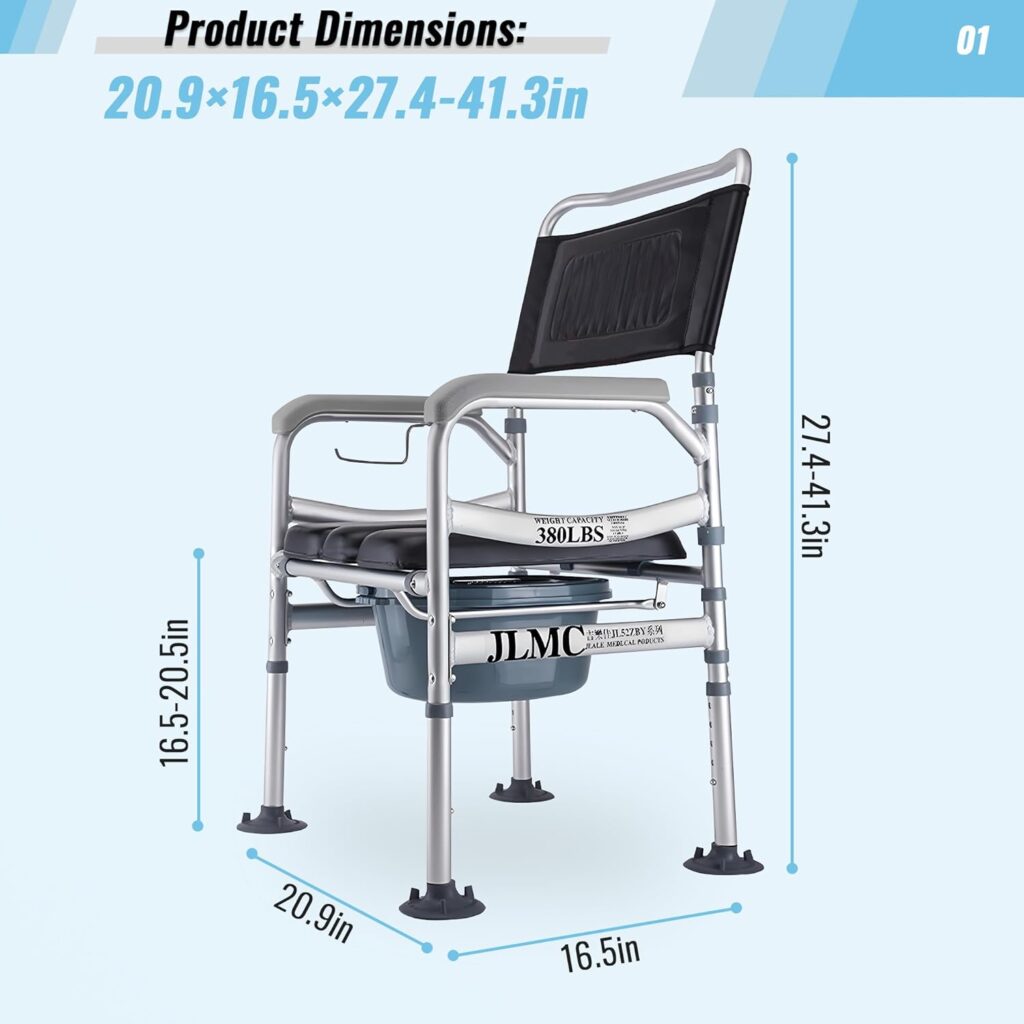 Fifuroes Bedside Commodes for Seniors, 4 in 1 Folding Bedside Commode Chair, Shower Chair, Adult Potty Chair with Arms, Portable Toilet for Home, Elderly, Disabled, Pregnant Woman