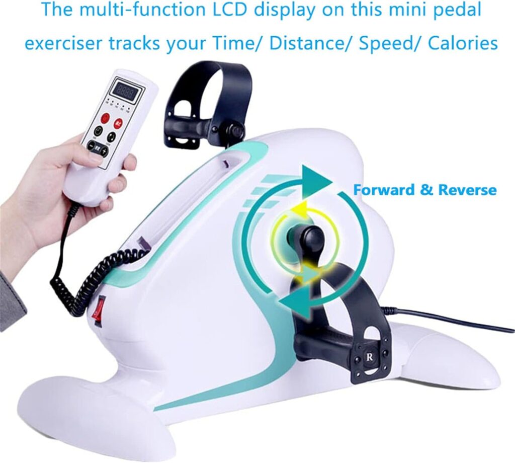 Fitness Motorized Pedal Exercise Bike with Leg Protector Grip Strength Ball - Electric Pedal Exerciser Physical Therapy Rehab Trainer for Elderly Seniors Handicap Disabled Stroke Survivor