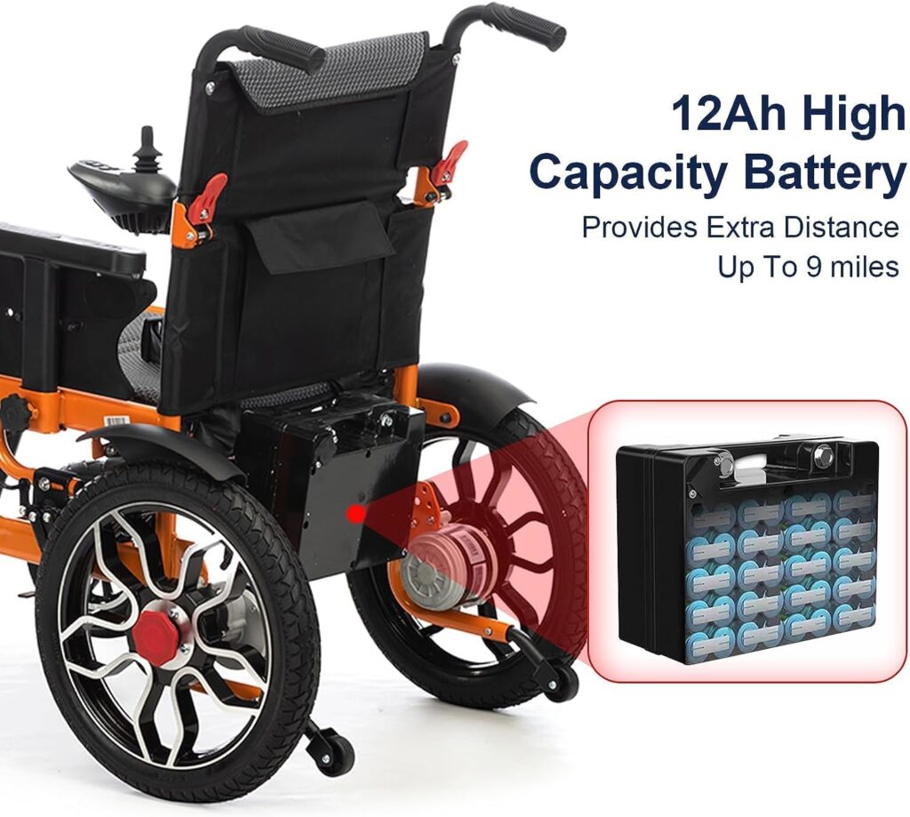 Foldable Electric Wheelchairs for Adults,Foldable All Terrain Power Chair, Anti-Tipper 360°Joystick,500 Watt Waterproof Motor,Lightweight Motorized Portable Mobility Aid for Seniors