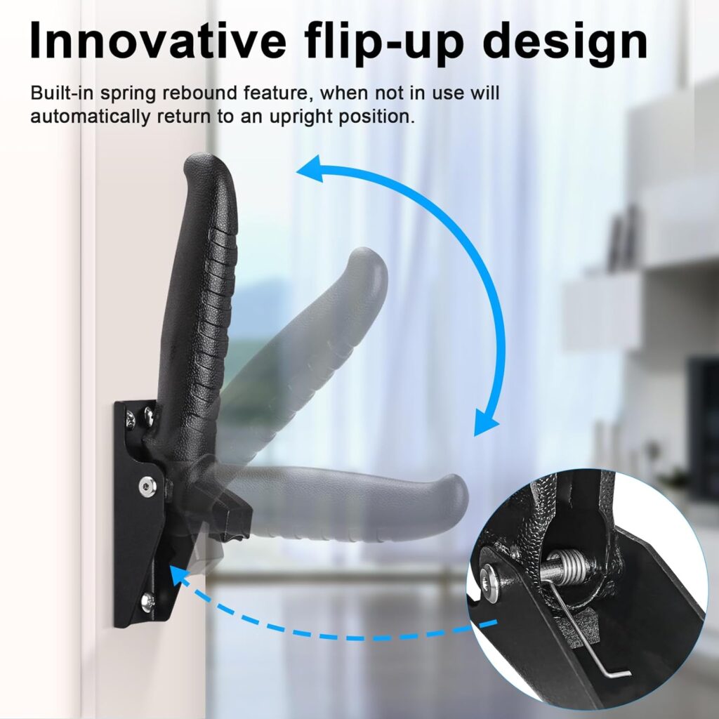 Folding Doorway Assist Handle - Flip Up Grab Bar for Elderly Support - Non-Slip Grip, Great Mobility Aid for Seniors, Disabled, and People with Balance Issues - Supports Up to 300 Pounds - Black