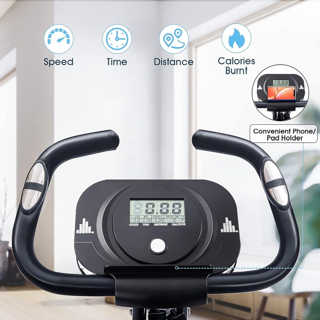 Folding Exercise Bike, 3 IN 1 Recumbent Exercise Bike for Home Gym Workout, Indoor Cycling Bike, Upright X-Bike Stationary Bike Position, 10-Level Magnetic Resistance Fitness Bike for Adults, Seniors