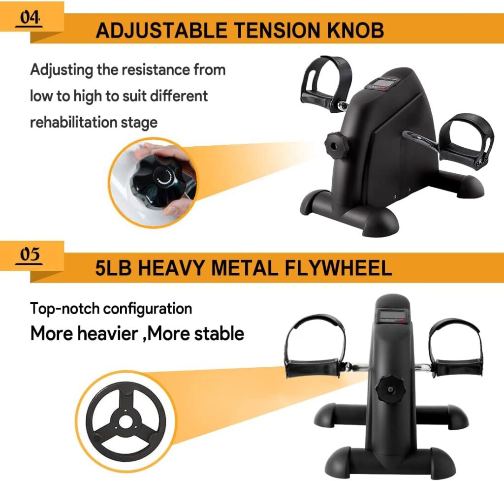 GOREDI Pedal Exerciser Stationary Under Desk Mini Exercise Bike - Peddler Exerciser with LCD Display, Foot Pedal Exerciser for Seniors,Arm/Leg Exercise