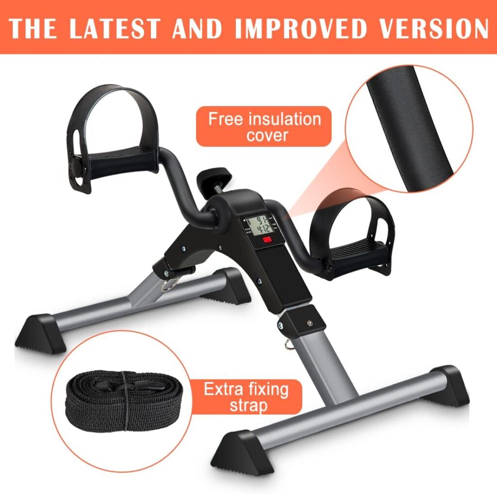 GOREDI Under Desk Bike Pedal Exerciser, Upper Lower Peddler Exerciser for Seniors with LCD Display, Fitness Folding Exerciser Peddler for Arm Leg Workout