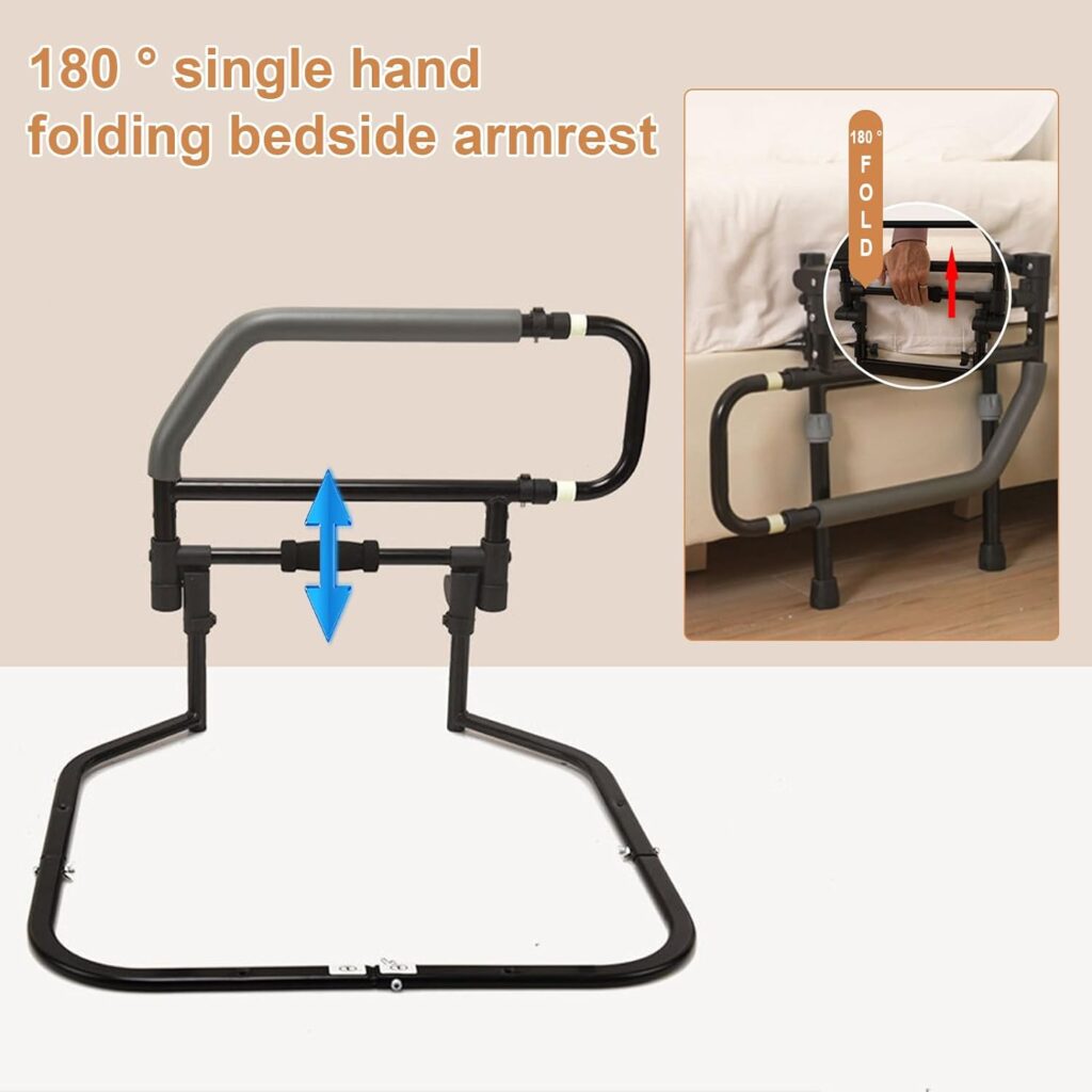 Gribouillage SturdyGuard Bed Rail for Seniors - Secure Bedside Assist - Prevent Falls with Our Foldable Bed Rail - Reliable Senior Bed Support, Model 504E