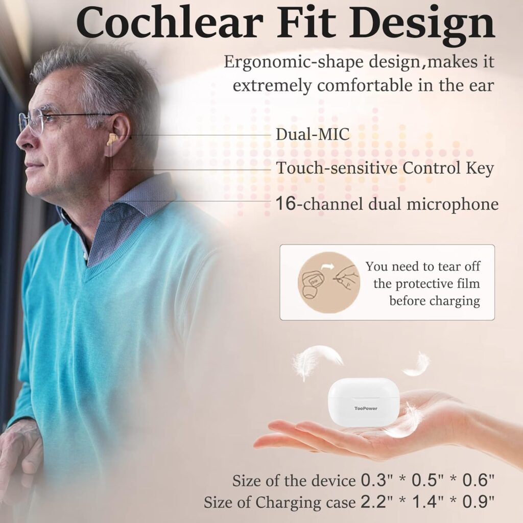 Hearing Aids for Seniors Rechargeable with Noise Cancelling,OTC Digital Devices for Super Nature Sound,Three Different Modes,Adjustable Volume in Five Levels,Dual Microphone,No Whistling Sound