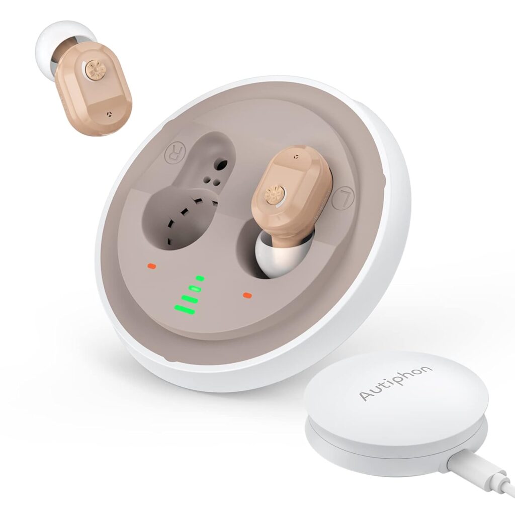 Hearing Aids, Sensley Autiphon U01 Rechargeable Digital Hearing Aids for Seniors Adults with Noise Cancelling, Patented Design for Easy Operation, 1 Week Backup Power, Pair