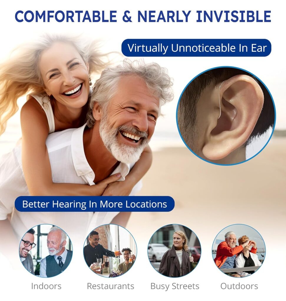 Hearivo QV2 BTE Hearing Aids for Seniors  Adults with Mild To Moderate Hearing Loss, Rechargeable Hearing Aids, Noise Cancelling Hearing Amplifiers with Portable Charging Case and Volume Control