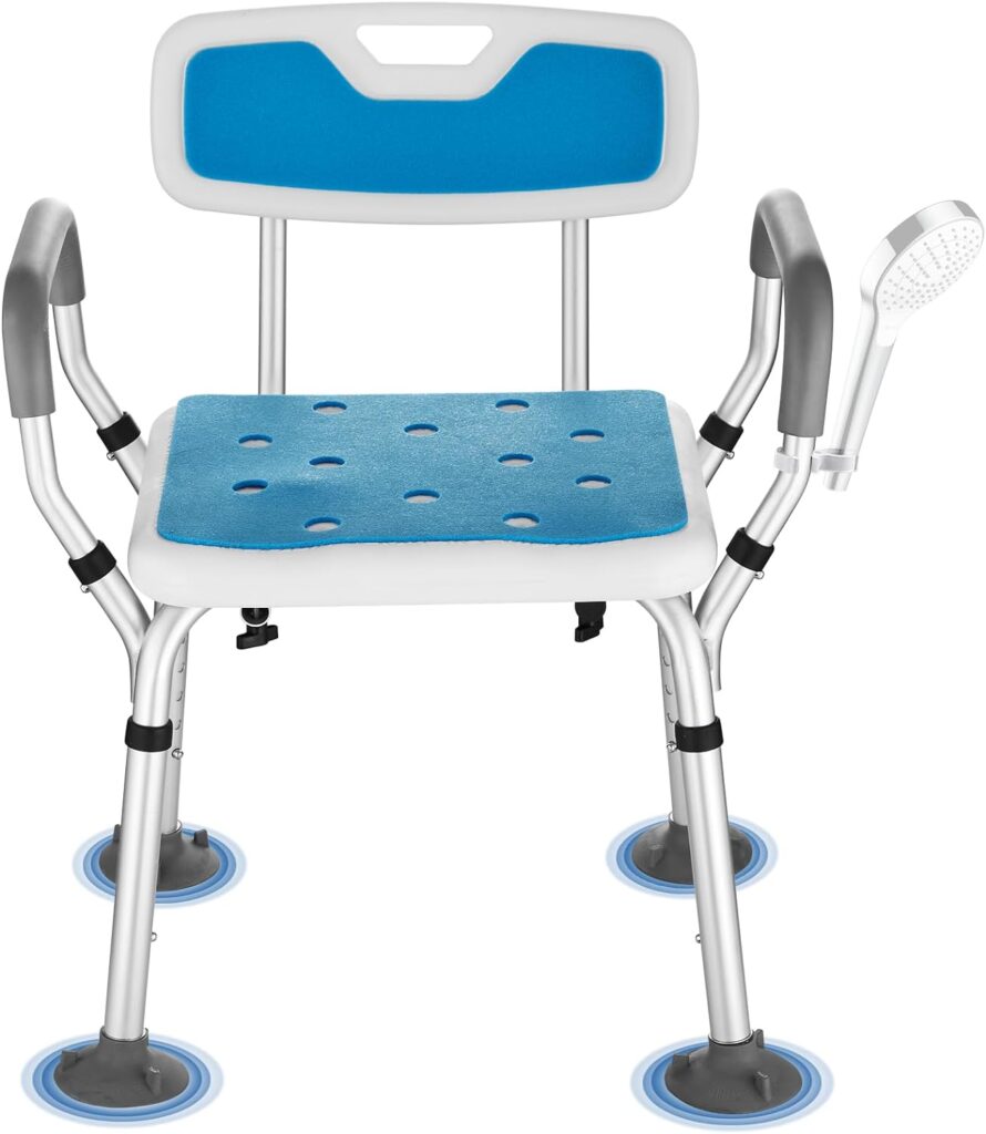 Heavy Duty Shower Chair for Inside Shower Chair with Detachable Arms and Back Portable Lift Height Shower Chairs for Seniors for Shower Stall,Bathtub Chair for for Handicap, Disable Pregnant