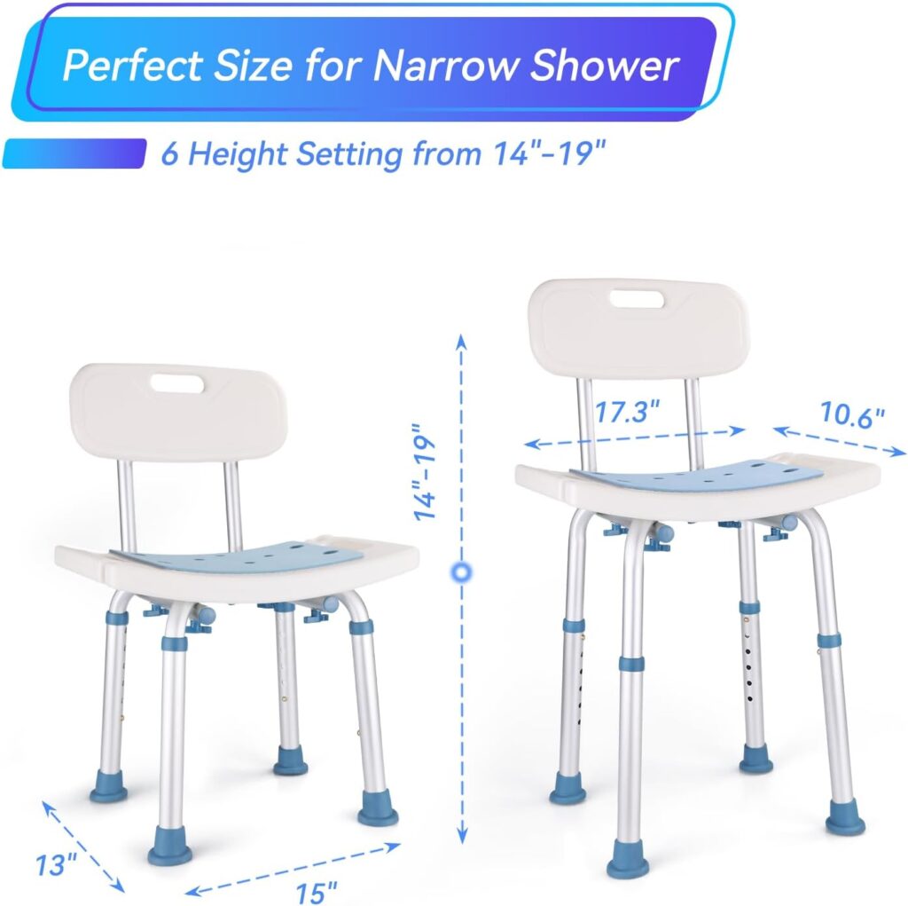 Icedeer 2 in 1 Shower Chair Seat with Removable Back, Shower Chair for Inside Shower and Bathtub, Adjustable Shower Stool for Elderly, Handicap, Pregnant, Disabled—Tool-Free Assembly(350 lb Capacity)