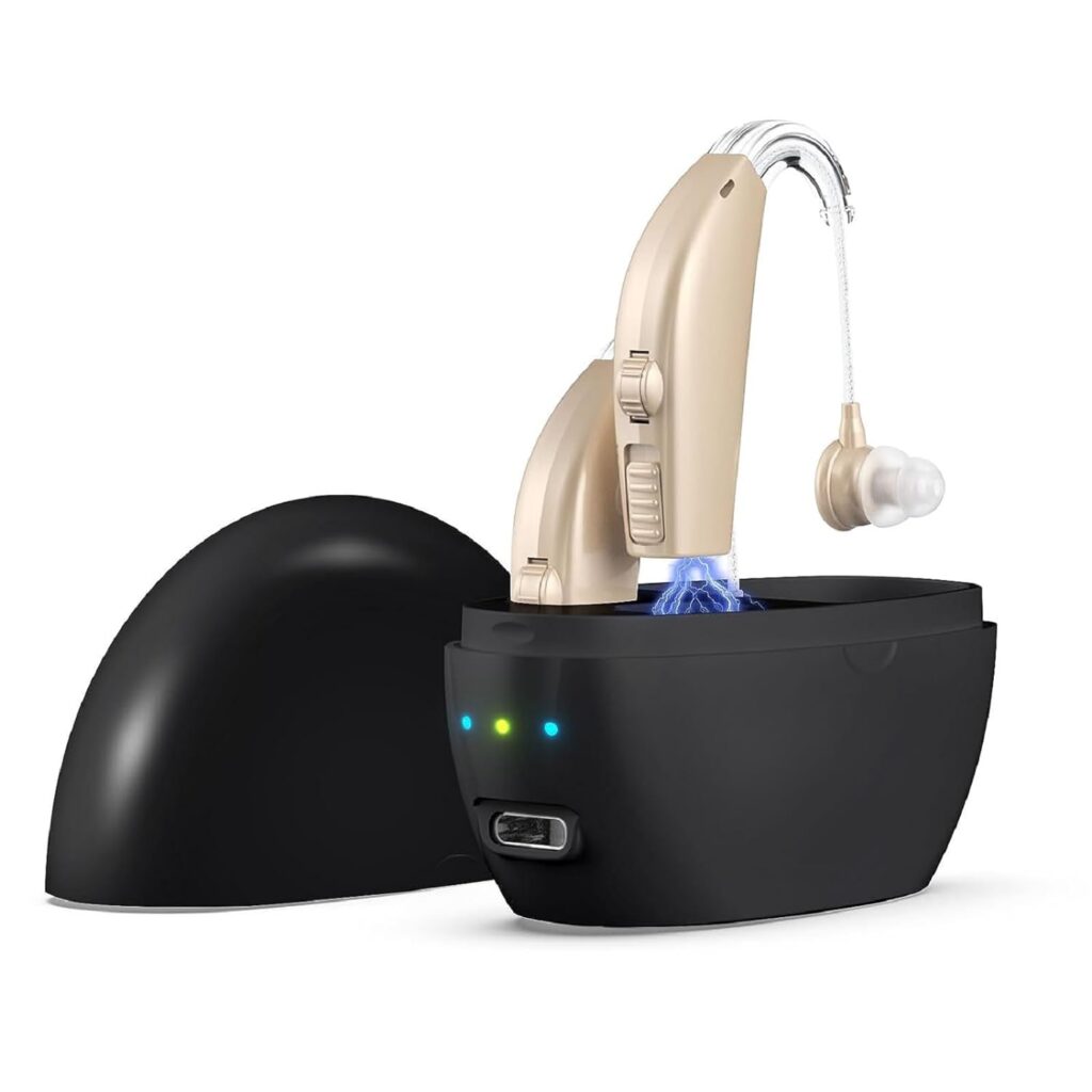 Kullre Hearing Aids, Hearing Aids for Seniors with Noise Cancelling and Volume Control, Rechargeable Hearing Aids for Hearing Loss with Charging Case