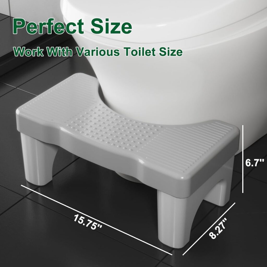 Kzeirm Toilet Potty Stool for Adults, 7 Heavy Duty Plastic Squatting Poop Foot Stool, Bathroom Non-Slip Toilet Assistance Step Stool - Healthy Gifts for Kids Seniors, 2 Pack