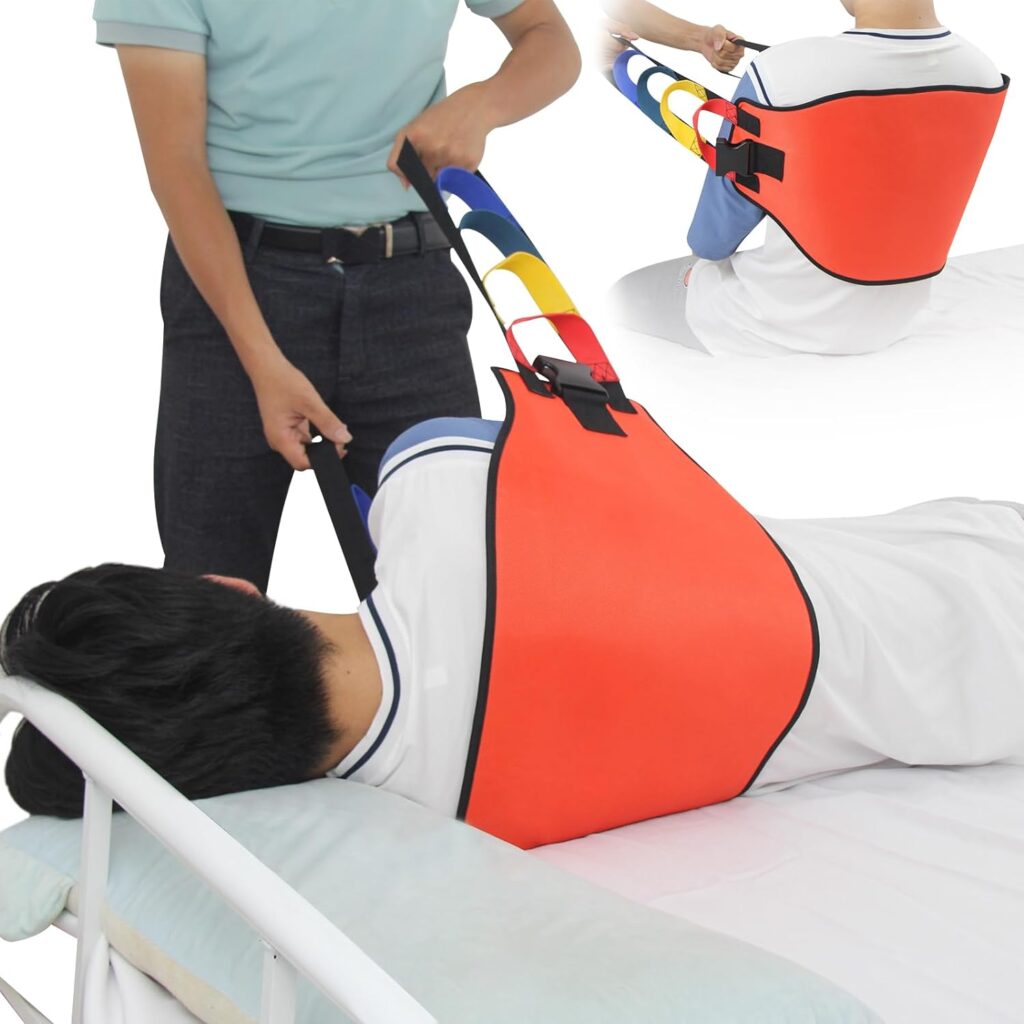 Leetye Mei Transfer Sling for Lifting Seniors,Transfer Belt with Widened Back Curve Design, Transfer Boards for Bedridden Patient, Bed Assist Handle, Back Lift Belt for Patient Care (Orange)